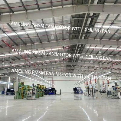 IE 1 効率 1100w 3 段階 PMSM モーター 産業用大型 BLDC HVLS 天井扇風機