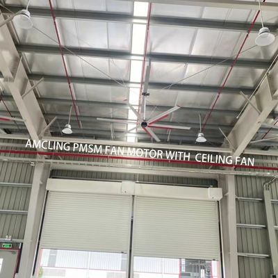 IE 1 効率 1100w 3 段階 PMSM モーター 産業用大型 BLDC HVLS 天井扇風機