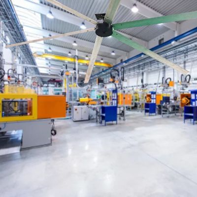 40dB 騒音レベル 6m 20ft 6 刃 HVLSファン 産業用大型天井ファン 冷却扇モーター付き
